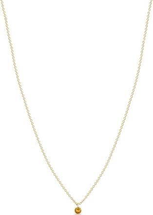 Zo&euml; Chicco 14K Gold Bezel Birthstone Necklace in Yellow Gold/Citrine at Nordstrom, Size 16 In