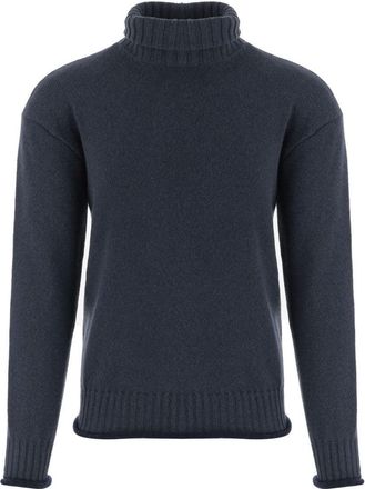 Giorgio Armani Ribbed High Neck Cashmere Sweater With Semi-Rolled Edges