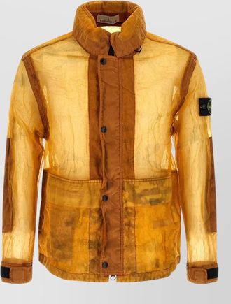 Stone Island mesh jacket sheer fabric patch pockets adjustable cuffs