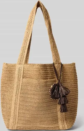 Mango Tote Bag mit Applikation Modell ARMOND in Beige, Gr&ouml;&szlig;e 1
