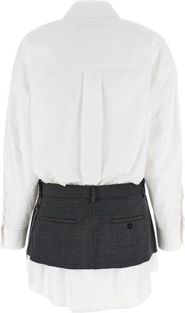 Alexander Wang Pre-styled Shirt Dress with Chain Skirt Dress - White