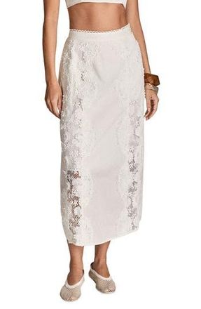 English Factory Lace Midi Skirt in White at Nordstrom Rack, Size X-Small
