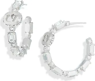 Valentino Garavani VLOGO Crystal Hoop Earrings at Nordstrom