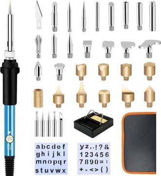 OEM Set Per Pirografia Con Saldatore, 37 Pezzi, 60 W, Strumento Per Incisione Per Adulti Per Lavorare Legno, Sughero E Cuoio, Per Incisione E Intaglio, Te