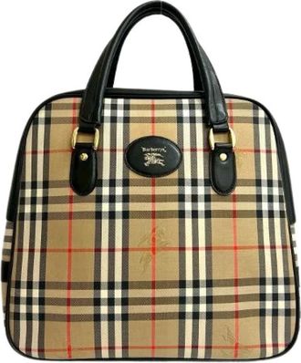 Burberry Pre-owned Handbags, female, Beige, Size: ONE SIZE Pre-owned Canvas Leather Handbag