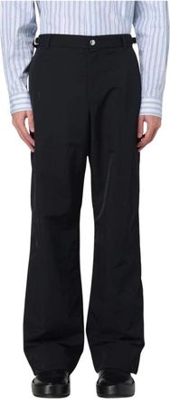 Jacquemus Broeken, Heren, Zwart, L, Zwarte straight-leg broek met riemlussen
