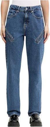 Karl Lagerfeld High Waist Straight Jeans - Dames - Regular Fit Jeans - Blauw - W30 L32 - Katoen - Jeans
