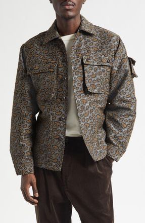 Beams Camo Jacquard Shirt Jacket in Brown at Nordstrom, Size Medium