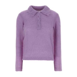Chlo&eacute; Wool Blend Polo Shirt - female - Chlo&eacute; - Polo Shirts - Purple - S - Tops