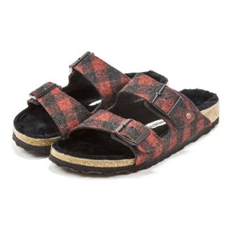 Birkenstock Womens Arizona Rivet Wool Felt Sandals In Plaid Red