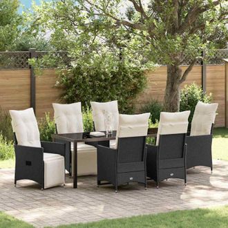 vidaXL Conjunto De Comedor De Jard&iacute;n 7 Pcs Negro Rat&aacute;n Sint&eacute;tico Vidaxl