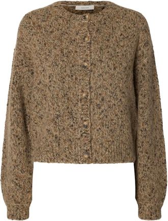 Selected LS Gebreide Korte Vest - Dames - Truien - Bruin - Maat: M Wol