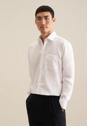 Seidensticker Businesshemd SEIDENSTICKER Regular, Herren, Gr. S38, normale &Auml;rmell&auml;ngen, weiss (wei&szlig;), 100% Baumwolle, unifarben, regular fit, 2-Knopf-Manschette, He
