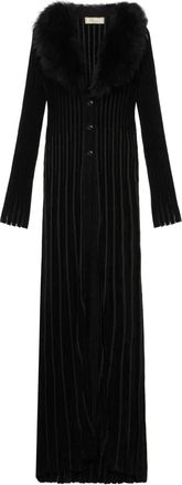 Blumarine Cappotto con collo in pelliccia sintetica - Nero