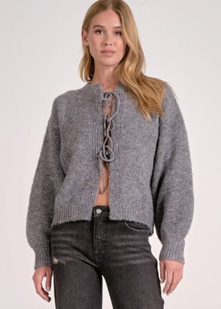 Elan Tie Front Cardigan In Grey