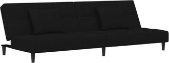 vidaXL Sofá cama de 2 plazas con dos almohadas terciopelo negro Vidaxl