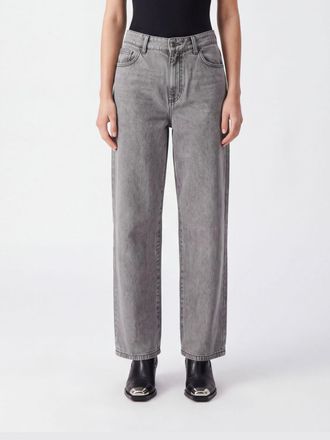 Patrizia Pepe Mid-Rise Straight Leg Jeans in Grey Denim with Patch Pockets