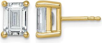 Diamond2Deal 14k Gold 3 ct Emerald Lab Grown Diamond Stud Earrings VS Clarity, G-H Color