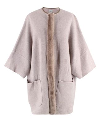 Agnona Iconic Mink-Trim Cashmere Cape Size M