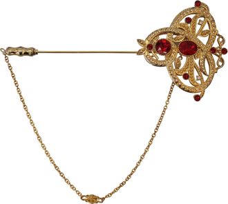 Dolce & Gabbana Gouden Toon 925 Sterling Zilveren Kristallen Ketting Speld Vrouwen Broche