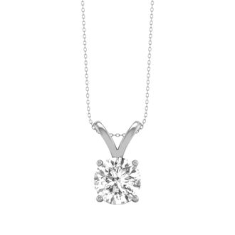 Diamond2Deal 14K White Gold 0.50 Ct Lab Grown Diamond Solitaire Pendant Necklace