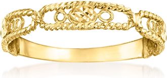 Ross-Simons Italian 14kt Yellow Gold Rope-Edge Station Ring