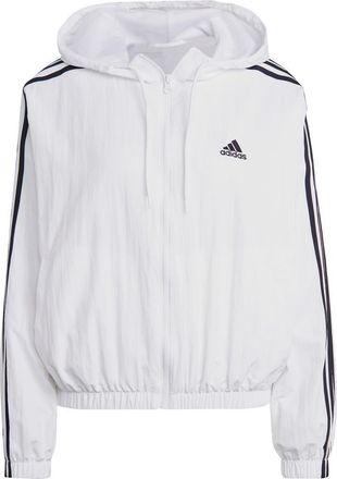 adidas 3-Stripes Woven Windbreaker Jacket in White/Black at Nordstrom Rack, Size Large