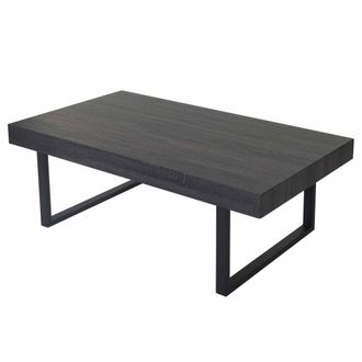Hhg Mesa De Centro Kos T576, Mesa De Sal&oacute;n, 40x110x60cm Certificado Mvg, Aspecto Roble Negro, Patas Metal Oscuro