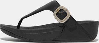 FitFlop Dames Fit Flop Lulu sandalen van leer met kristallen gesp in zwart