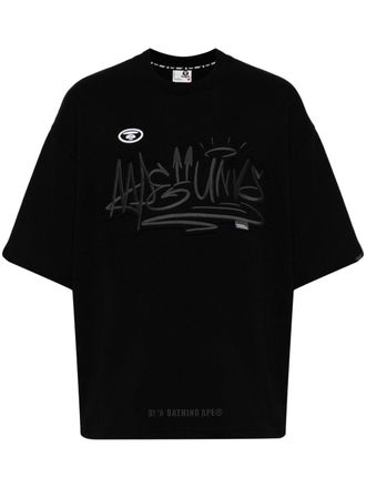 Aape By A Bathing Ape Fancy logo-embroidered T-shirt - men - Polyester/Cotton - S - Black