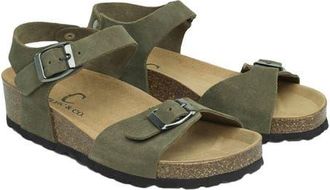 Celtic & Co. Low Wedge Dbl Buckle Sandal in Olive at Nordstrom, Size 10