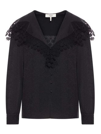 Chlo&eacute; Blouse In Silk Jacquard And Lace