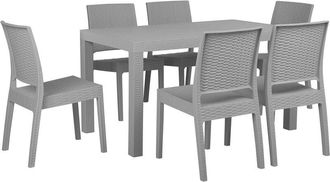 Beliani Conjunto De Comedor De Jard&iacute;n Gris Claro Con Mesa Rectangular 6 Plazas Fossano