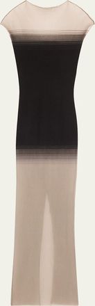 GRACE LING Long Sheer Censor Degrade Knit Dress