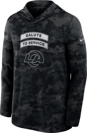 Nike Los Angeles Rams Salute to Service Sideline Nike Mens Dri-FIT NFL Long-Sleeve Hooded Top in Black | 03B90ILOA5B-YUN