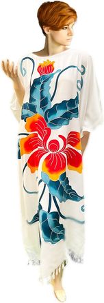 Generic Handmade Women ORCHID Kaftan Tunic Kimono Long Maxi Party Dress for Loungewear Holidays Nightwear Beach Cover Up Caftans (UK, Alpha, One Size, Regular