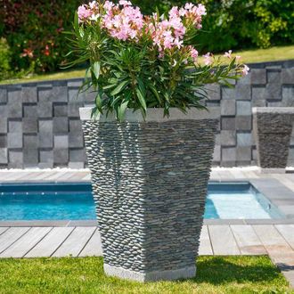 Wanda Collection Maceta tiesto jardinera cuadrada piedra 80 cm jardí­n exterior zen
