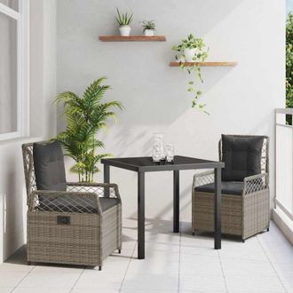 vidaXL Conjunto De Comedor De Jard&iacute;n 3 Pcs Gris Rat&aacute;n Sint&eacute;tico Vidaxl