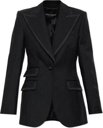 Dolce & Gabbana Jassen, Dames, Zwart, L, Wol, Wol Blazer Met Dubbele Split