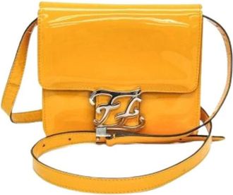 Fendi Pre-owned Calligraphy 8Bt 317 Schoudertas - Dames - Vintage Schoudertas - Geel - ONE Size - Leer - Vintage