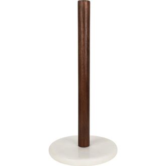 Happimess Avery Modern Classic Metal with Non Slip Weighted Marble Base Paper Towel Holder in Natural /White Marble at Nordstrom