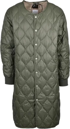 TAION Long Quilted Nylon Down Jacket With Thermal Insulation