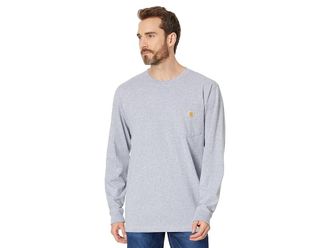 Carhartt Work in Progress Workwear Pocket Long Sleeves T-Shirts Mens Long Sleeve Pullover Heather Gray : 2XL (Reg), Cotton/Jersey/Polyester