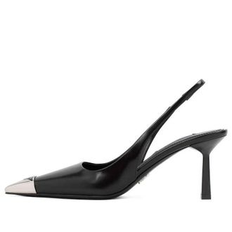 Prada (WMNS) PRADA Metal Toecap Brushed Leather Slingback Heels Black 1I903M_055_F0002_F_075