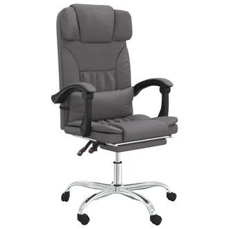 vidaXL Silla De Oficina Reclinable Masaje Cuero Sint&eacute;tico Gris Vidaxl