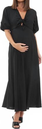 Ripe Camille Tie Front Linen Dress In Black