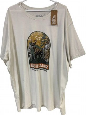 Eddie Bauer Mens Forest Deer Short Sleeve Tee - Plus In White