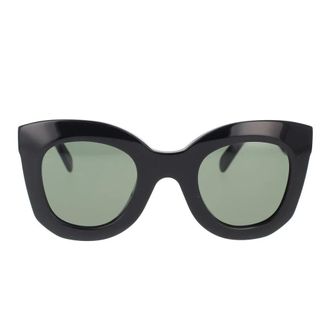 Celine Sunglasses, female, Black, 47 MM, Geometric Sunglasses with Green Lenses