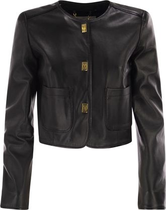 Elisabetta Franchi leren jack met vinyldetails