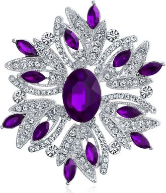 Bling Jewelry Rhodium Plated Large Statement Vintage Style Pin in Purple at Nordstrom Rack